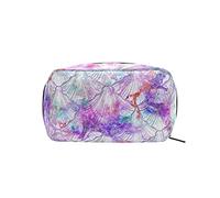 Marmo viola scaglie di sirena trousse per trucchi organizer portatile trousse per trucchi da viaggio, regali, borsa da toilette per uso quotidiano per ragazze e donne