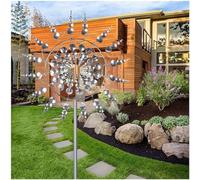 MARMODAY Unico mulino a vento in metallo magico 3D, con palo da giardino, scultura cinetica, paravento per cortile, giardino e terrazza