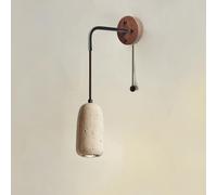 Marmor-Stein-Wandleuchte mit Zugkette, Wandleuchte aus der Mitte des Jahrhunderts, moderne Stein-Wandlampe, Holzbeleuchtung, Bauernhaus, rustikaler Vintage-Wandstrahler für Schlafzimmer, Nachttisch, B