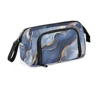 Marmorizzato Argento Blu Navy Astuccio Grande Capacità Astuccio Astuccio con Maniglia Astucci Per La Scuola per la Scuola per Preppy School Supply