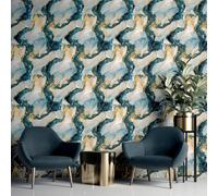 Astratto Marmo Parati 693404 Verde Blu Arthouse Elegante Moderno Oro Metallico