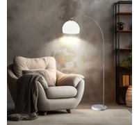 Marmorizzato Piantana Bogenstehlampe Altezza Regolabile Schermo Bianco 1x E27 [EEK: Non valutato]