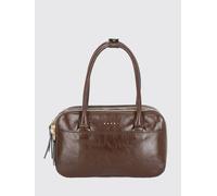 MARNI Borsa a bauletto piccola in pelle con effetto stropicciato e doppio manico OS Marrone
