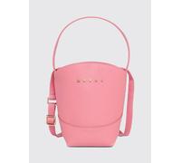 MARNI Borsa a secchiello da bambino in tessuto effetto saffiano con logo applicato OS Rosa