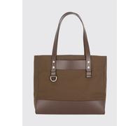 MARNI Borsa tote in cotone con doppio manico e inserti in pelle a contrasto OS Marrone