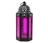 Marocchina Decorativa Candela Lanterne da Esterno, Porta Candele, Rosa