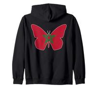 Marocchino Bandiera Farfalla Patriottica Marocco Abbigliamento Felpa con Cappuccio