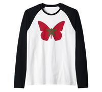 Marocchino Bandiera Farfalla Patriottica Marocco Abbigliamento Maglia con Maniche Raglan