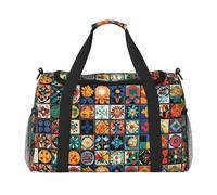 Marocchino Borsone da viaggio con fiori mandala, borsa da palestra per la notte e il weekender, per uomini e donne, leggera, per allenamento e vacanze