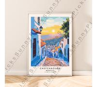 Marocco Viaggi Poster Chefchaouen Illustrazione Stampa Casa Décor senza Cornice