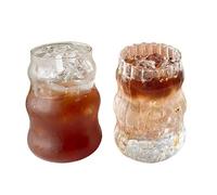 Marooma 2 Pezzi Bicchieri di Vetro Trasparenti, Bicchieri da Acqua Bicchieri Trasparenti Tazze da Cocktail, Tazze a Coste Vetreria Vetreria Retrò Tazza di Vetro Ondulato Tazze di Vetro a Costine per A