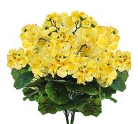 Marooma 4 Pezzi Cespuglio di Geranio Artificiale, Fiori Artificiali Pianta di Fiori di Seta Finti, Gerani di Fiori Finti Bianchi, Cespugli Finti Gerani Finti per Esterni, Piante
