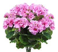 Marooma 4 Pezzi Cespuglio di Geranio Artificiale, Fiori Artificiali Pianta di Fiori di Seta Finti, Gerani di Fiori Finti Bianchi, Cespugli Finti Gerani Finti per Esterni, Piante