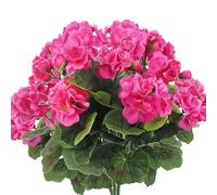 Marooma 4 Pezzi Cespuglio di Geranio Artificiale, Fiori Artificiali Pianta di Fiori di Seta Finti, Gerani di Fiori Finti Bianchi, Cespugli Finti Gerani Finti per Esterni, Piante