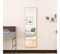 Marooma Specchio completo di lunghezza del pavimento con supporto, specchio completo del corpo in vetro temperato per camera da letto, soggiorno, bagno, verticale sospeso inclinato (rettangolo dorato