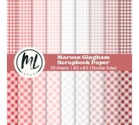 Maroon Gingham Scrapbook Paper Pad: Red Gingham Collage Papers, Craft Paper for DIY Card Making, Scrapbooking, Junk Journaling, Mixed Media, Collage ... Arts and Crafts for Kids, 8.5 x 8.5 inch