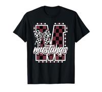 Maroon Mustang Scacchi Coquette Bow Mustang Pride Mascotte Maglietta