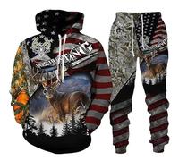 MaroYanYML Animal Deer Hunting Set Tuta da Uomo Stampata in 3D Felpa con Cappuccio Casual + Pantaloni Set 2 Pezzi Abbigliamento Uomo Moda Autunno Inverno Streetwear