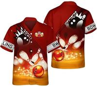 MaroYanYML Bowler Squadra Camicia da Bowling Donna Uomo vestibilità Classica 3D Bowling Stampa Camicia con Bottoni Manica Corta Top Casual Streetwear