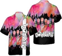 MaroYanYML Bowling Gioco Design Bottoni Camicia 3D Stampa Camicia da Bowling Donna Uomo Abbigliamento Quotidiano novità Camicie Hawaiane