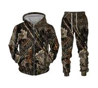 MaroYanYML Camo Hunting 3D Stampato Cerniera Felpa con Cappuccio e Jogger Pantalone della Tuta Donne Uomini Tuta Cool Abbigliamento Sportivo 2 Pezzo Set
