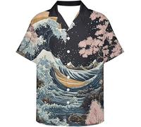 MaroYanYML Donna Uomo Onda Oceanica Camicia Hawaiana