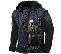 MaroYanYML Felpe con Cappuccio Stringate da Uomo Cavalieri Templari Felpe Felpa Pullover invecchiata Stampata in 3D Top