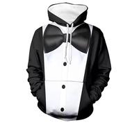 MaroYanYML Funny Fake Suit 3D Stampato Hoodie Autunno Inverno Unisex Pullover Smoxedo Bow Cravatta Felpa Casual Manica Lunga Streetwear Suit con Tasca