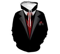 MaroYanYML Funny Fake Suit 3D Stampato Hoodie Autunno Inverno Unisex Pullover Smoxedo Bow Cravatta Felpa Casual Manica Lunga Streetwear Suit con Tasca