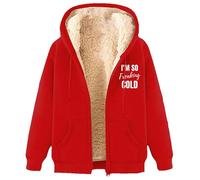 MaroYanYML I'm So Freaking Cold Cerniera Felpe con Cappuccio Donne Uomini Divertente Lettera 3D Stampato Sherpa Pelletteria Foderato Felpa Casual Winter Cardigan