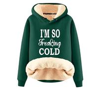 MaroYanYML I'm So Freaking Cold Felpa con Cappuccio Donne Divertente Lettera 3D Stampato Pelletteria Felpa Caldo Sherpa Foderato Manica Lunga Pullover Top