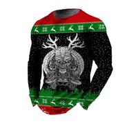 MaroYanYML Magliette grafiche Stampate con Pupazzo di Neve Moda Manica Lunga Collo Rotondo Abbigliamento Uomo Y2K Tops Maglietta Casual