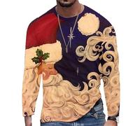 MaroYanYML Moda Babbo Natale Stampato Grafica T-Shirts Trendy Manica Lunga Collo Rotondo Natale Uomo Y2K T-Shirts Tops