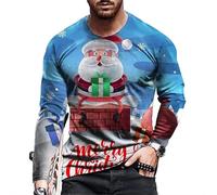 MaroYanYML Moda Babbo Natale Stampato Grafica T-Shirts Trendy Manica Lunga Collo Rotondo Natale Uomo Y2K T-Shirts Tops