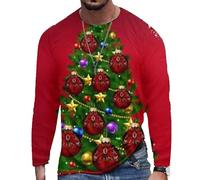 MaroYanYML Moda Babbo Natale Stampato Grafica T-Shirts Trendy Manica Lunga Collo Rotondo Natale Uomo Y2K T-Shirts Tops