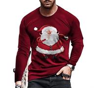MaroYanYML Moda Babbo Natale Stampato Grafica T-Shirts Trendy Manica Lunga Collo Rotondo Natale Uomo Y2K T-Shirts Tops