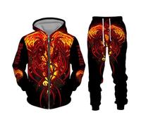 MaroYanYML Mythical Phoenix 3D Stampato Cerniera Felpa con Cappuccio e Jogger Pantalone della Tuta Donne Uomini Tuta Cool Abbigliamento Sportivo 2 Pezzo Set