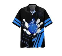 MaroYanYML Retro Bottoni Camicie da Bowling per Uomo Donna Cool Bowling Birilli Impressionanti Design Camicia Hawaiana per Squadre di Bowling