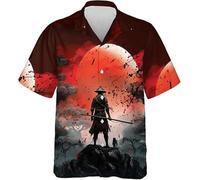 MaroYanYML Uomo Giapponese Samurai Stampa Camicia Hawaiana