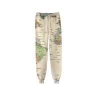 MaroYanYML World Map Pattern Donne Uomini 3D Stampato Jogger Pantaloni Streetwear Cordone Pantalone della Tuta Pantaloni con Tasca