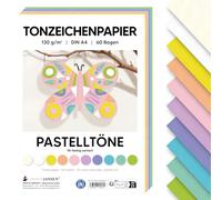 MarpaJansen Carta da disegno pastello DIN A4 per fai da te e creare, 60 fogli in 10 colori, 130 g/m², carta stabile | certificata angelo blu, ideale per biglietti e progetti fai da te