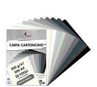 MarpaJansen - Cartoncino fotografico 10 colori di tono grigio, formato DIN A4, 30 fogli, 300 g/m²