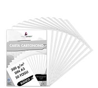 MarpaJansen Cartoncino fotografico bianco opaco, formato DIN A3, 50 fogli, 300 g/m², carta rigida per biglietti da visita e scrapbooking, certificato Blauer Engel