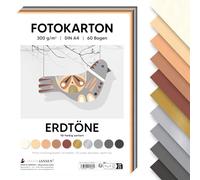 MarpaJansen Cartoncino fotografico, formato DIN A4, per fai da te, 60 fogli in 10 colori, 300 g/m², cartone stabile, ideale per biglietti e progetti fai da te