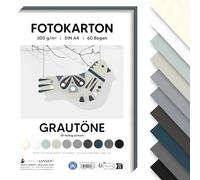 MarpaJansen Cartoncino fotografico grigio DIN A4 per fai da te e creare, 60 fogli in 10 colori, 300 g/m², cartone robusto | certificato angelo blu, ideale per biglietti e progetti fai da te