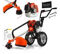 Marpol Decespugliatore a Benzina con Ruote a Spinta Motore a scoppio Potenza 2CV Miscela Benzina:Olio Trimmer tagliabordi tagliaerba rasaerba tosaerba