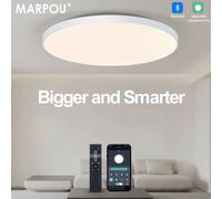 MARPOU Lampada da soffitto intelligente di grandi dimensioni lampada a led per camera da letto Plafoniere da 80 W con telecomando Luci a led dimmerabili per camera
