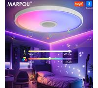 MARPOU RGB Lampade da soffitto Smart Modern Remote Control APP Dimmerabile Luce musicale a LED con altoparlante Illuminazione domestica Camera da letto Soggiorno