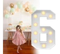 Marquee Da 90 Cm Con Numeri Luminosi In Cartone Da 0 A 9, Con Cornice For Palloncini In Mosaico Leggero, Kit Pretagliato For La Decorazione Dello Sfondo Di Nozze Di Compleanno ( Color : Numeric 6 , Si