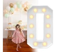Marquee Da 90 Cm Con Numeri Luminosi In Cartone Da 0 A 9, Con Cornice For Palloncini In Mosaico Leggero, Kit Pretagliato For La Decorazione Dello Sfondo Di Nozze Di Compleanno ( Color : Numeric 0 , Si